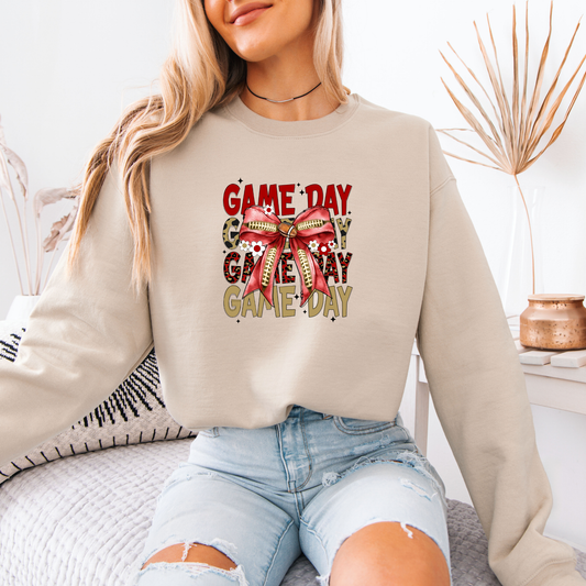 Women's Coquette Game Day Football Crewneck Sweatshirt