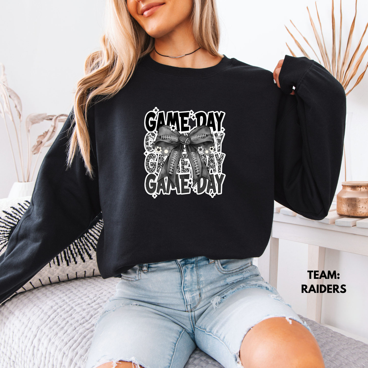 Women's Coquette Game Day Football Crewneck Sweatshirt