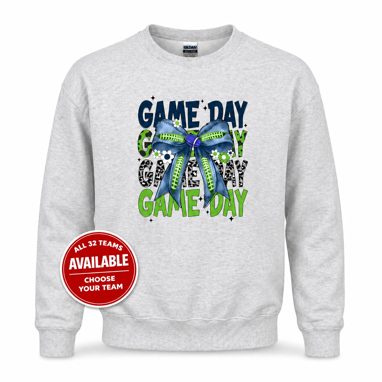 Women's Coquette Game Day Football Crewneck Sweatshirt