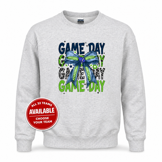 Women's Coquette Game Day Football Crewneck Sweatshirt