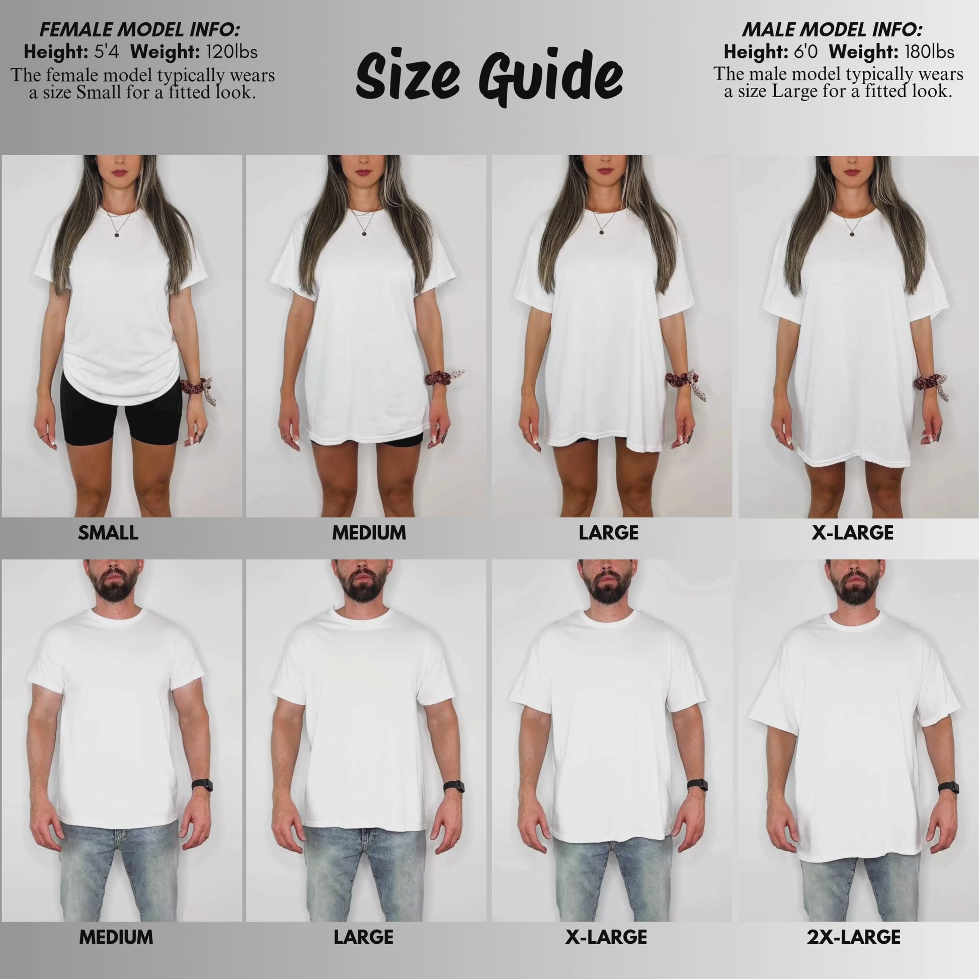 size chart with models